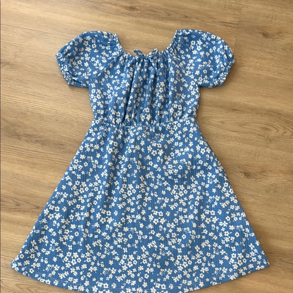 Zara Blue and White Floral Kids Dress